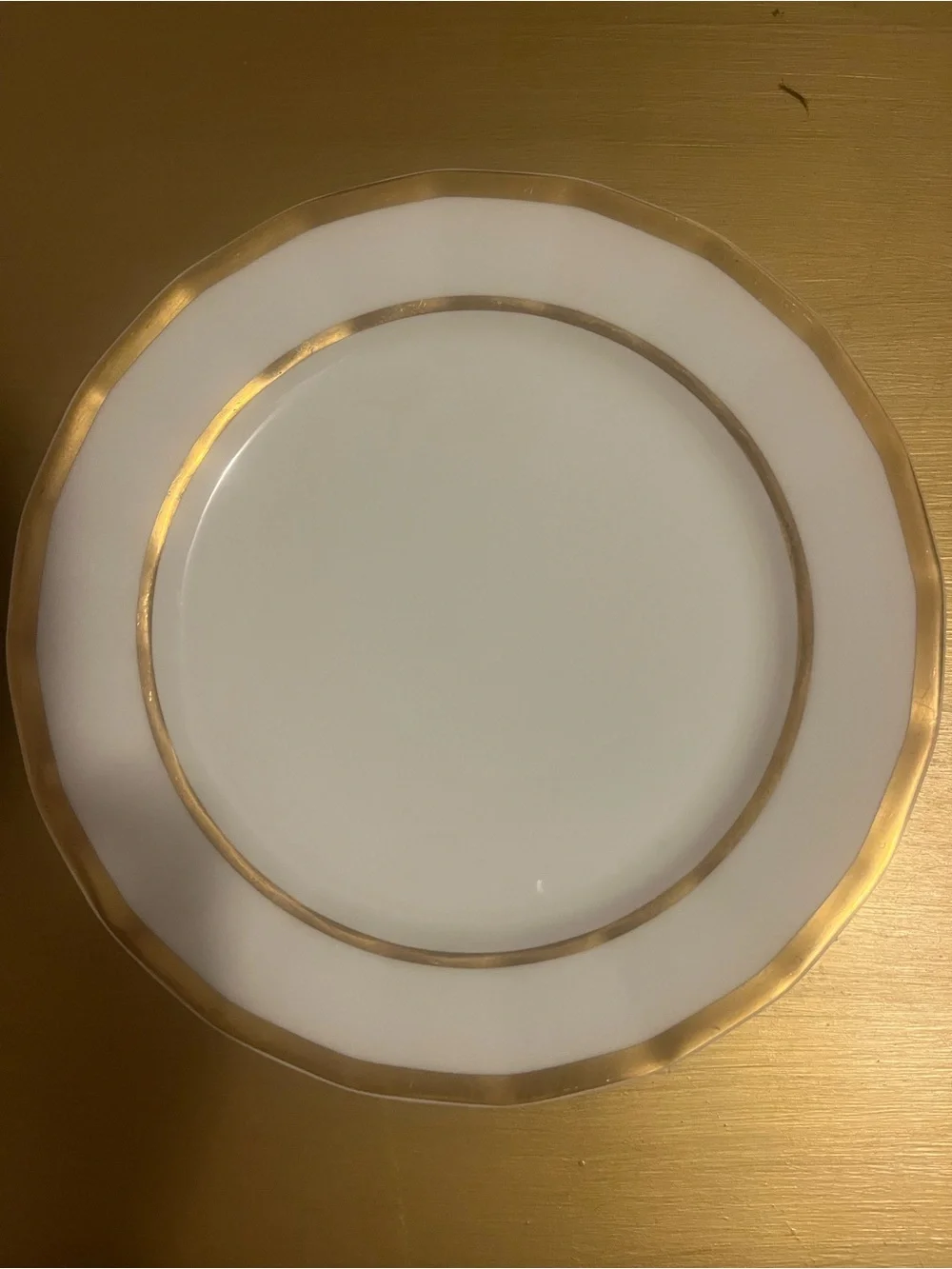 Set of 2 Antique T&V Limoges France Gold Rim Dinner Plates Dulin & Martin 10.5”